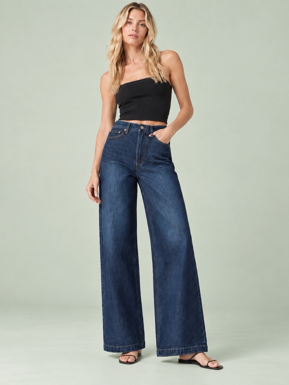 NWT Pistola High Rise Ultra Wide Leg Jeans in Elevation Dark Wash Size 23P